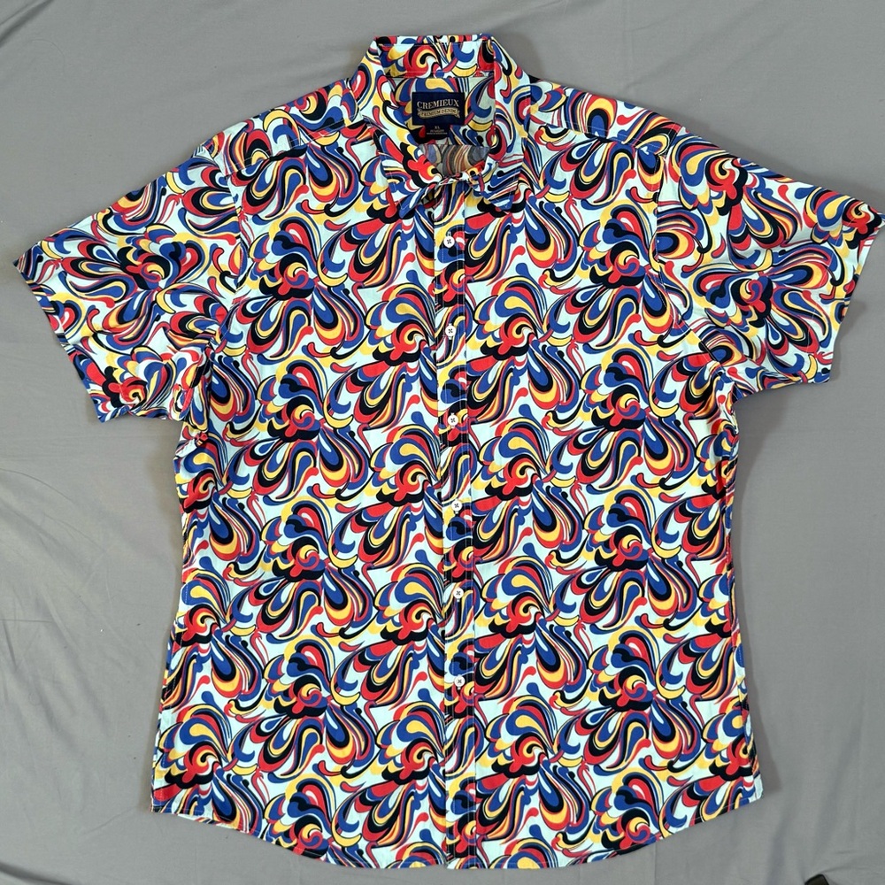 mens cremieux button down shirt Multicolor Print‎ Short Sleeve Size XL